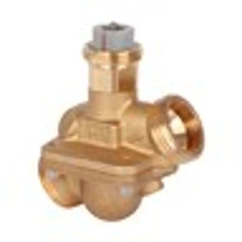 Danfoss Kombiventil in Messing-Optik mit mehreren Anschlüssen. Geeignet für hydraulische Systeme zur Druckregelung. Keine spezifischen Maße oder Typbezeichnung sichtbar.